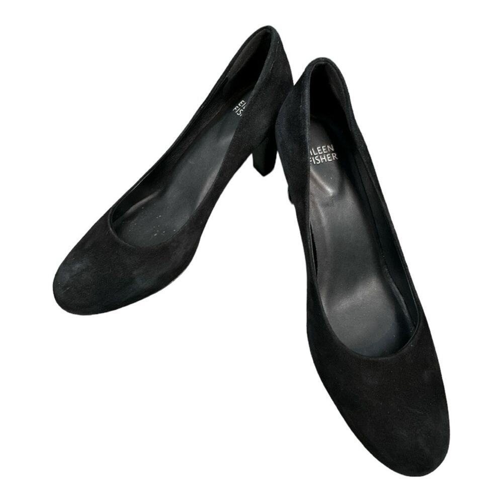 Eileen Fisher Heels Women's 6.5 Suede Round Toe 3” Block Casual Shoe 6 1/2